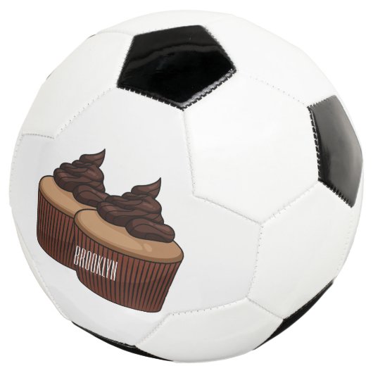 Cupcake cartoon illustratie voetbal (Drie kwart)