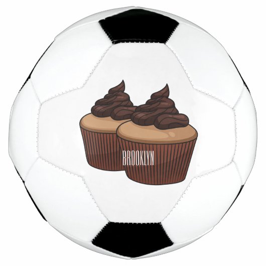 Cupcake cartoon illustratie voetbal (Voorkant)