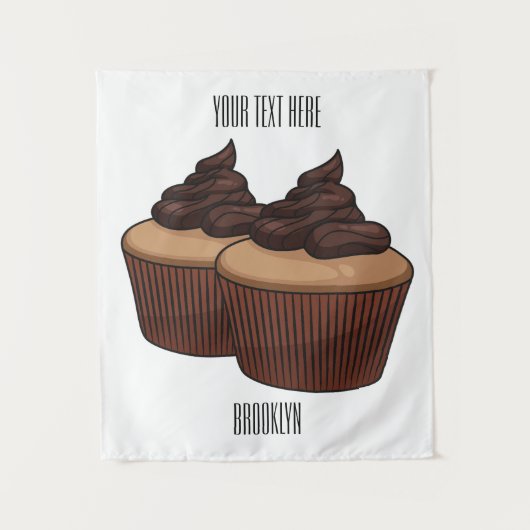 Cupcake cartoon illustratie wandkleed (Voorkant)