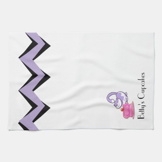 Cupcake Cat Art-Deco aangepaste handdoeken (Horizontaal)