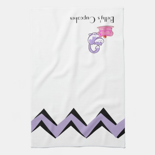Cupcake Cat Art-Deco aangepaste handdoeken (Verticaal)