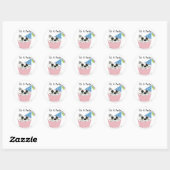 Cupcake Cat Birthday Gezegde Ronde Sticker (Vel)