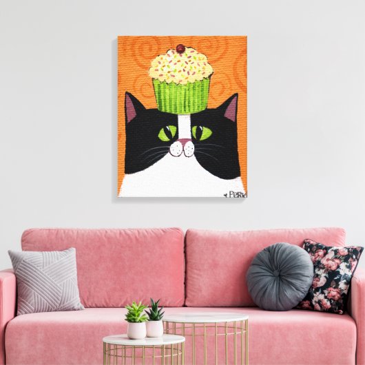 Cupcake Cat Canvas Afdruk (Insitu (Woonkamer))