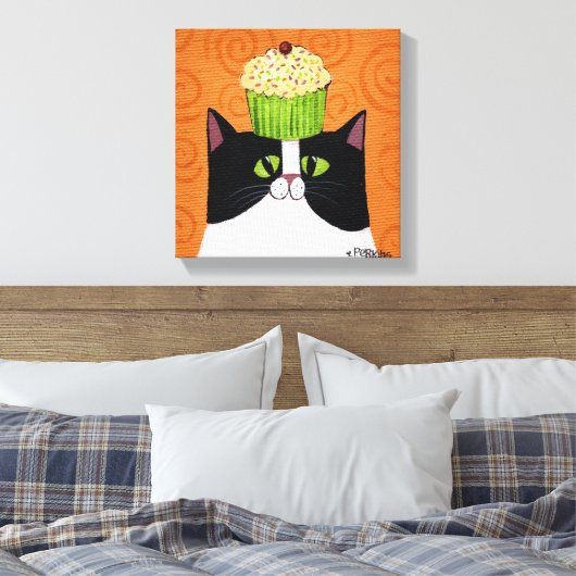Cupcake Cat Canvas Afdruk (Insitu (Slaapkamer))