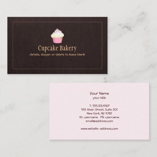 Cupcake Catering Bakery Pastry Chef Visitekaartje (Voorkant / Achterkant)