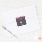 Cupcake Catering Bakkerij Girly Glitter Square Sti Vierkante Sticker (Envelop)