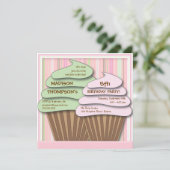 Cupcake Celebration Birthday Party Invitation Kaart (Staand voorkant)
