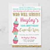 Cupcake Challenge Baking Pink & Mint Birthday Kaart (Voorkant)