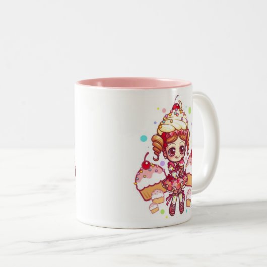 Cupcake-chan-Mok Tweekleurige Koffiemok (Voorkant rechts)