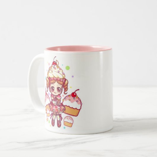 Cupcake-chan-Mok Tweekleurige Koffiemok (Voorkant links)