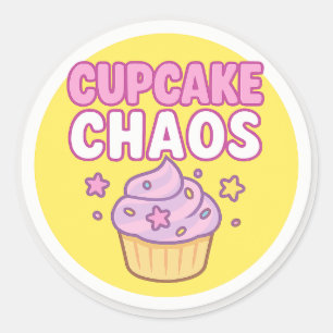 Cupcake Chaos Ronde Sticker