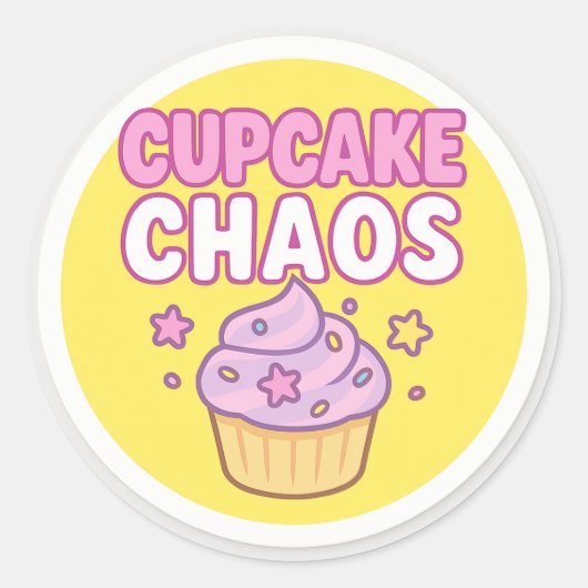 Cupcake Chaos Ronde Sticker (Voorkant)