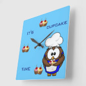 cupcake chef-kokuil vierkante klok (Hoek)