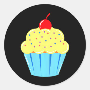 Cupcake Cherry Icing op top-Bun airy Cake Pastry Ronde Sticker
