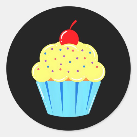 Cupcake Cherry Icing op top-Bun airy Cake Pastry Ronde Sticker (Voorkant)
