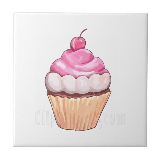 Cupcake Cherry Kitchen Decor Tegeltje (Voorkant)