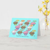 Cupcake Choir op Blue Birthday Kaart (Gele Bloem)