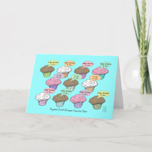 Cupcake Choir op Blue Birthday Kaart