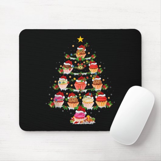 Cupcake Christmas Tree Lights Funny Fast Food Cupc Muismat (Met muis)