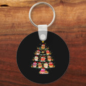 Cupcake Christmas Tree Lights Funny Fast Food Cupc Sleutelhanger (Voorkant)