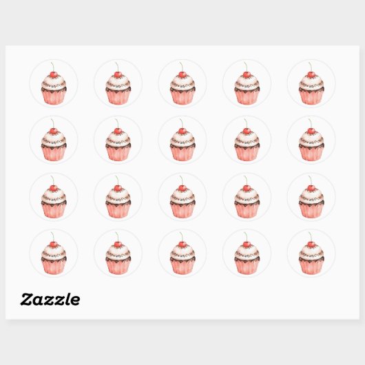 Cupcake Classic Round Sticker (Vel)