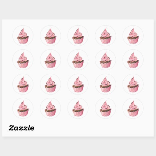 Cupcake Classic Round Sticker (Vel)
