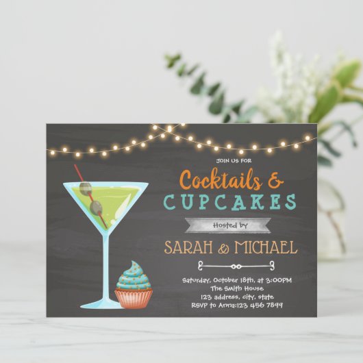 Cupcake-cocktailgesprek Kaart (Staand voorkant)