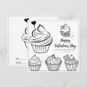 Cupcake Coloring Page Girl Kaart Valentijnsdag (Voorkant / Achterkant)