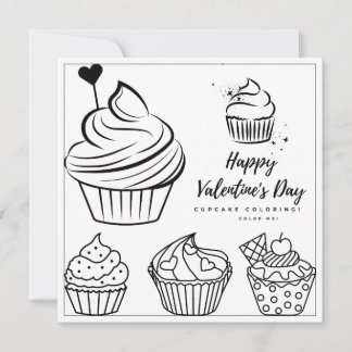 Cupcake Coloring Page Girl Kaart Valentijnsdag