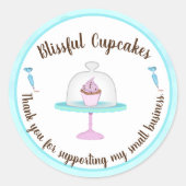 Cupcake Cookie Bakery Hartelijk dank voor uw steun Ronde Sticker (Voorkant)