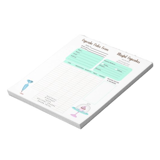 Cupcake Cookie Bakery Order Form Notitieblok (Linkerzijde)