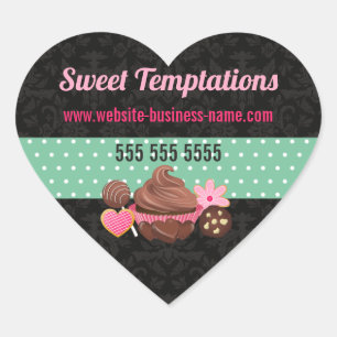 Cupcake Cookies Cake Poppen Verpakkingszegels Hart Sticker