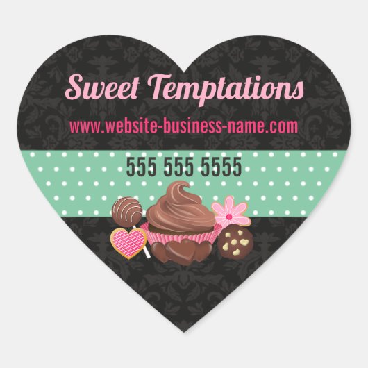 Cupcake Cookies Cake Poppen Verpakkingszegels Hart Sticker (Voorkant)