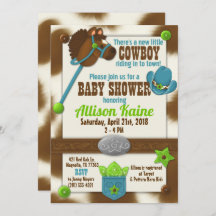 Cupcake cowboy baby douche uitnodiging