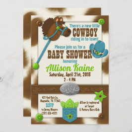 Cupcake cowboy baby douche uitnodiging