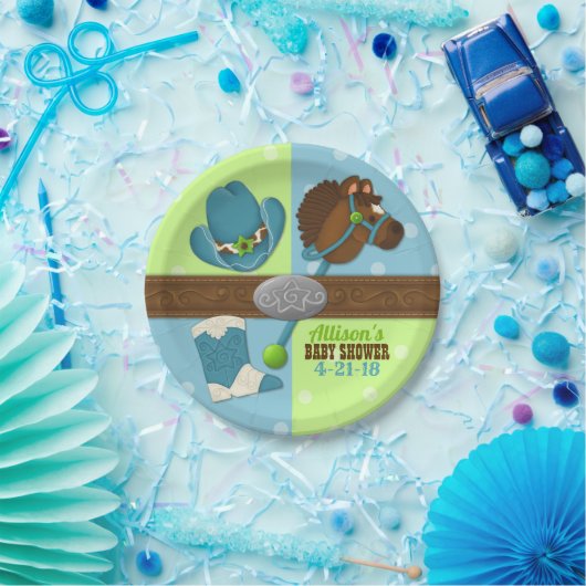 Cupcake Cowboy Baby Jongensdouche 7" Papier Bord (Feest)