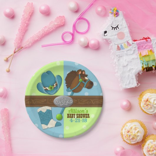 Cupcake Cowboy Baby Jongensdouche 7" Papier Bord (Feest)