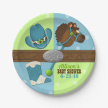 Cupcake Cowboy Baby Jongensdouche 7" Papier Bord