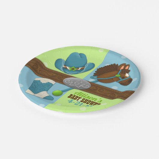 Cupcake Cowboy Baby Jongensdouche 7" Papier Bord (Gekanteld)