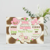 Cupcake Cowgirl Baby Girl Shower Kaart (Staand voorkant)