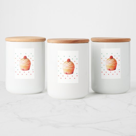 Cupcake Custom Food Container Label Voedselcontainer Etiket (Flessen)