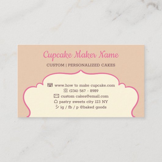 Cupcake Cute Baker desserts sweets Visitekaartje (Achterkant)