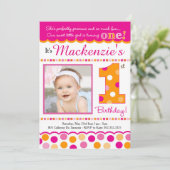 Cupcake Cutie Pie (roze en Oranje) Eerste verjaard Kaart (Staand voorkant)