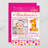 Cupcake Cutie Pie (roze en Oranje) Eerste verjaard Kaart (Voorkant / Achterkant)