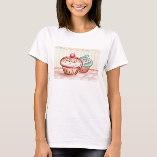 Cupcake Dames T-shirt Top (Voorkant)