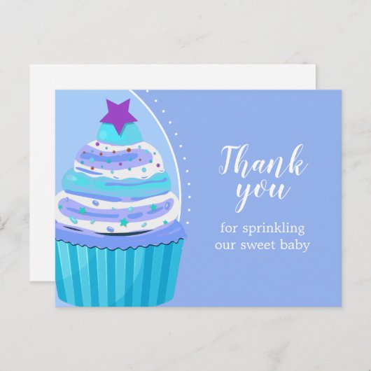 Cupcake Dank je Baby Sprinkle Baby shower Briefkaart (Voorkant / Achterkant)