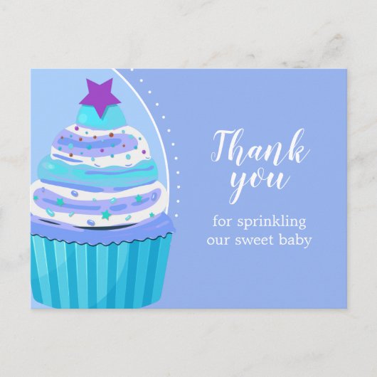 Cupcake Dank je Baby Sprinkle Baby shower Briefkaart (Voorkant)