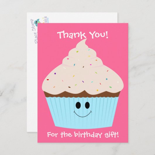 Cupcake Dank je Briefkaart (Voorkant / Achterkant)