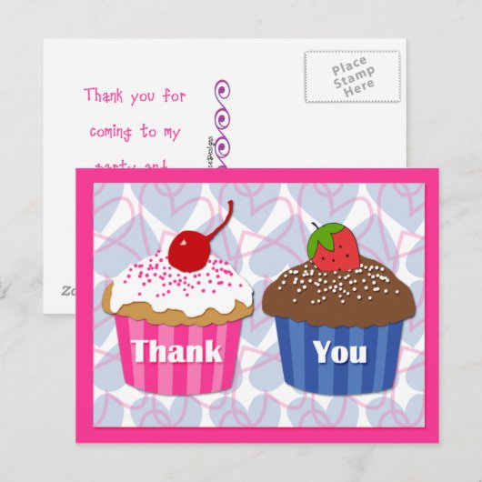 Cupcake Dank je Briefkaart (Voorkant / Achterkant)