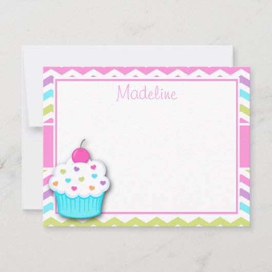 Cupcake Dank je wel, Cupcake Stationery Notitiekaartje (Voorkant)